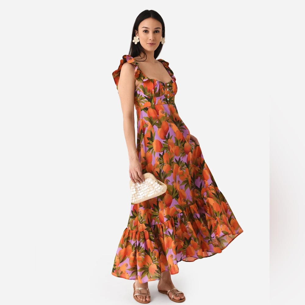 Floral Orange and Purple Maxi Dress
